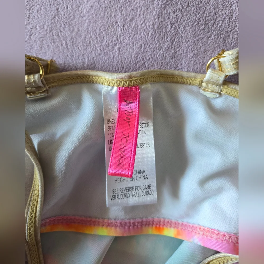 Betsey Johnson Girls Multicolor Tie-Dye Bikini with Gold Accents Size 10 - Picture 3 of 8